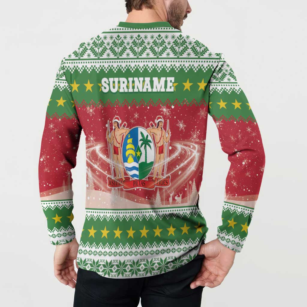 Suriname Christmas Button Sweatshirt Coat Of Arms Zalig Kersfeest - Wonder Print Shop