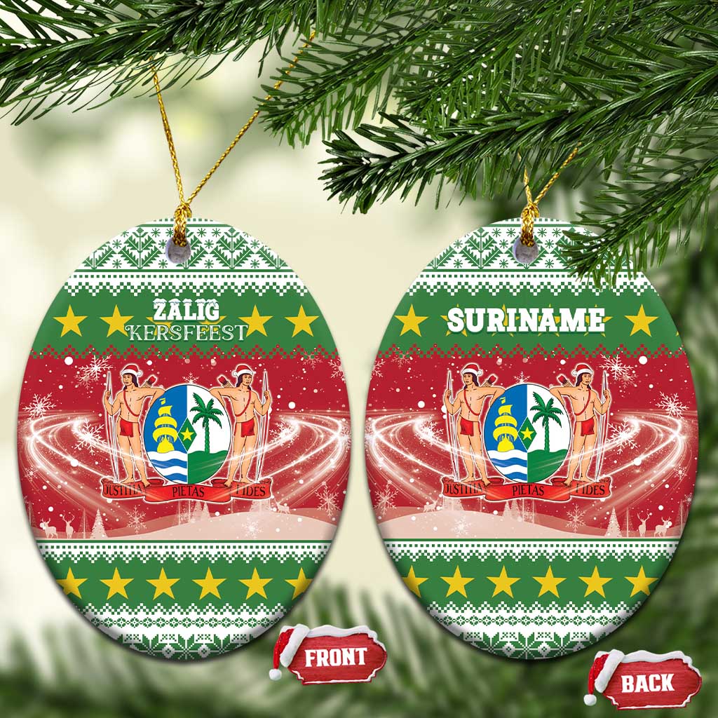 Suriname Christmas Ceramic Ornament Coat Of Arms Zalig Kersfeest - Wonder Print Shop