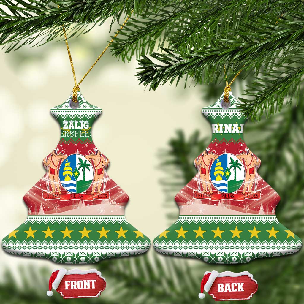 Suriname Christmas Ceramic Ornament Coat Of Arms Zalig Kersfeest - Wonder Print Shop