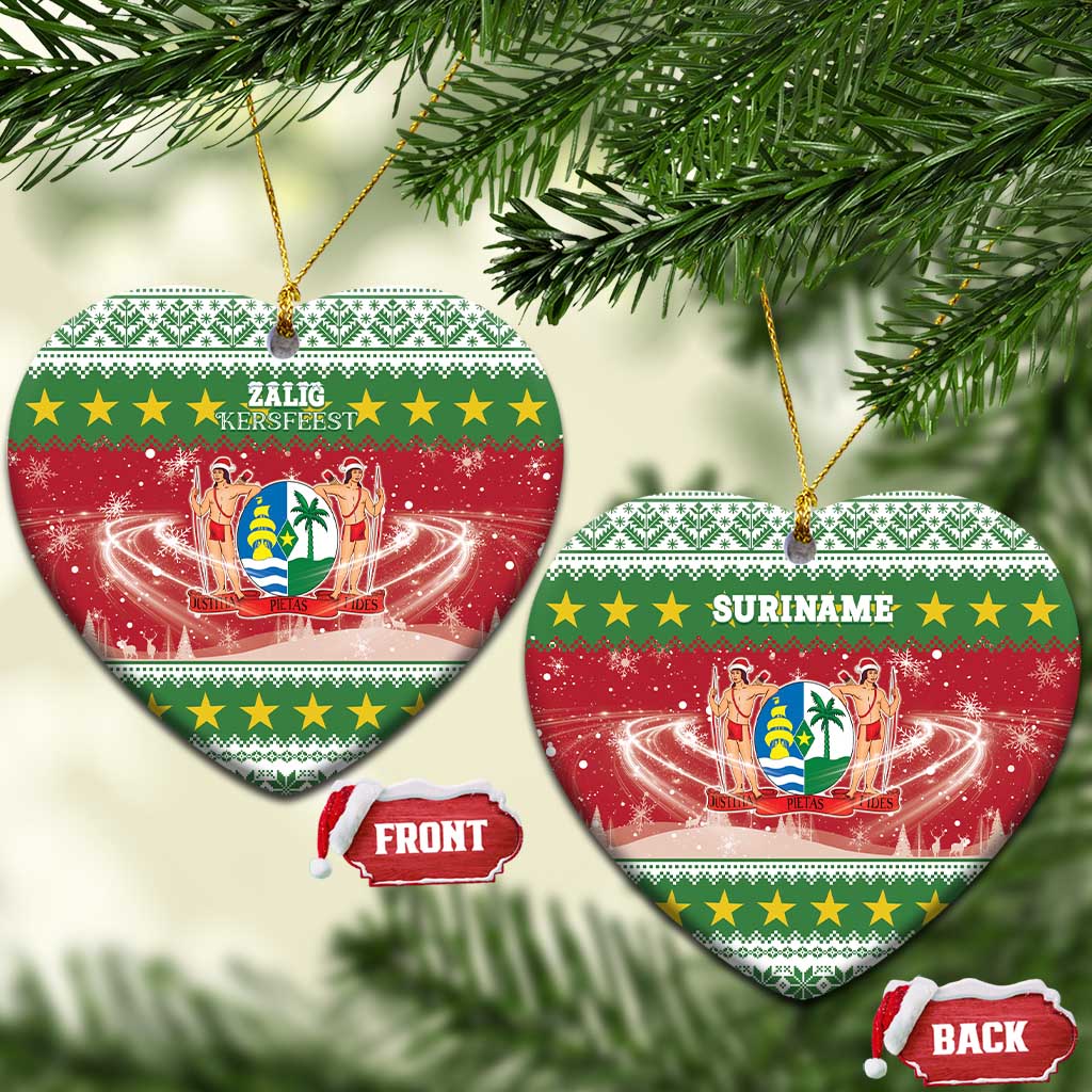 Suriname Christmas Ceramic Ornament Coat Of Arms Zalig Kersfeest - Wonder Print Shop