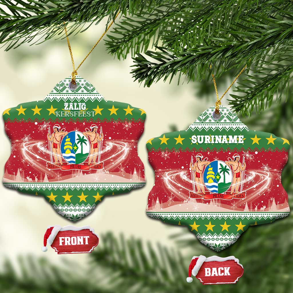 Suriname Christmas Ceramic Ornament Coat Of Arms Zalig Kersfeest - Wonder Print Shop