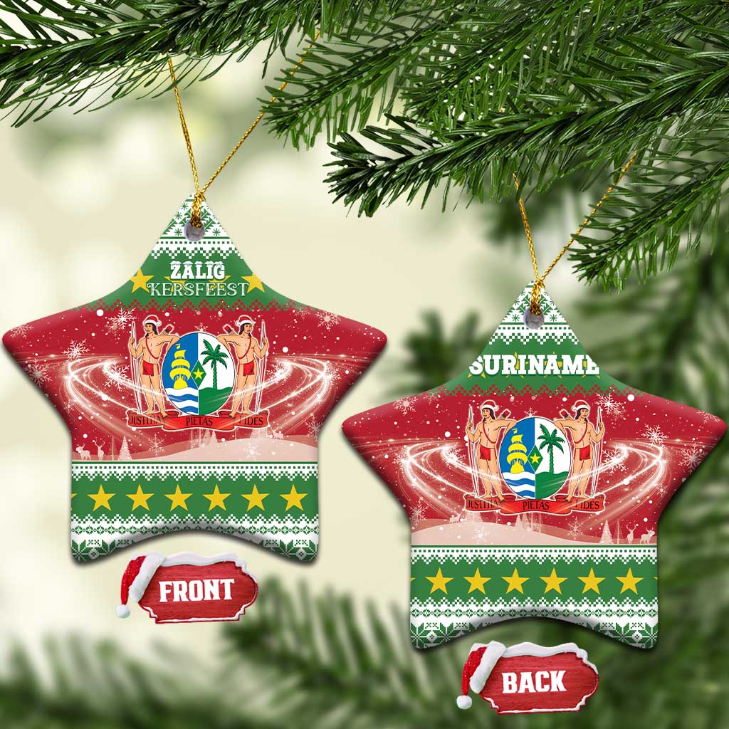 Suriname Christmas Ceramic Ornament Coat Of Arms Zalig Kersfeest - Wonder Print Shop