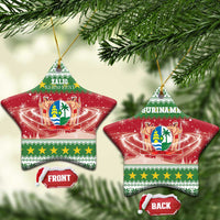 Suriname Christmas Ceramic Ornament Coat Of Arms Zalig Kersfeest - Wonder Print Shop