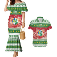 Suriname Christmas Couples Matching Mermaid Dress and Hawaiian Shirt Coat Of Arms Zalig Kersfeest - Wonder Print Shop