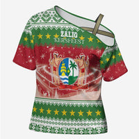 Suriname Christmas Cross Shoulder Shirt Coat Of Arms Zalig Kersfeest - Wonder Print Shop