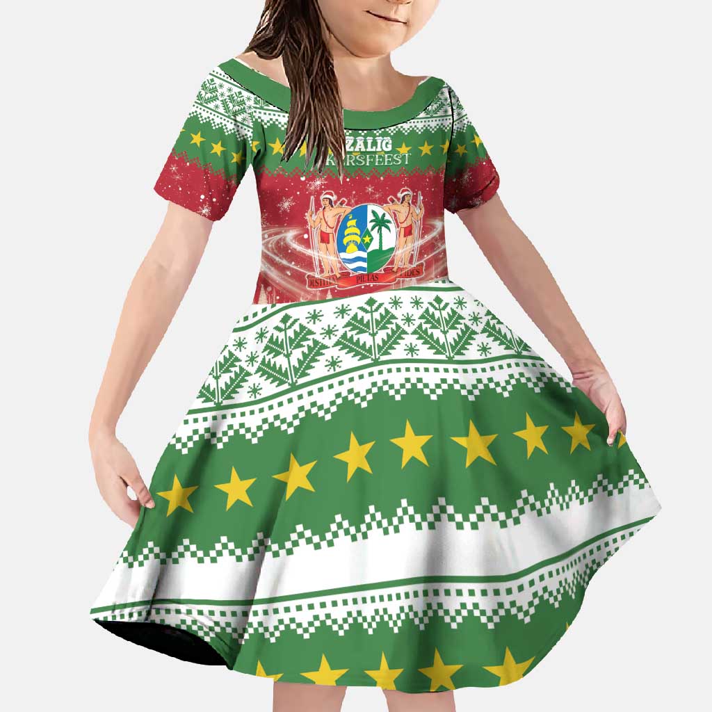 Suriname Christmas Family Matching Long Sleeve Bodycon Dress and Hawaiian Shirt Coat Of Arms Zalig Kersfeest - Wonder Print Shop