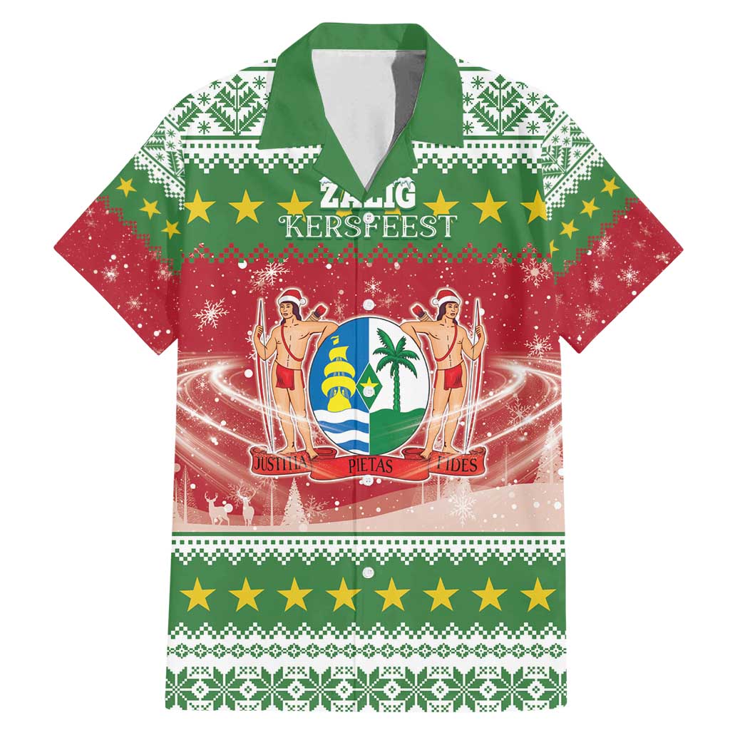 Suriname Christmas Family Matching Mermaid Dress and Hawaiian Shirt Coat Of Arms Zalig Kersfeest - Wonder Print Shop