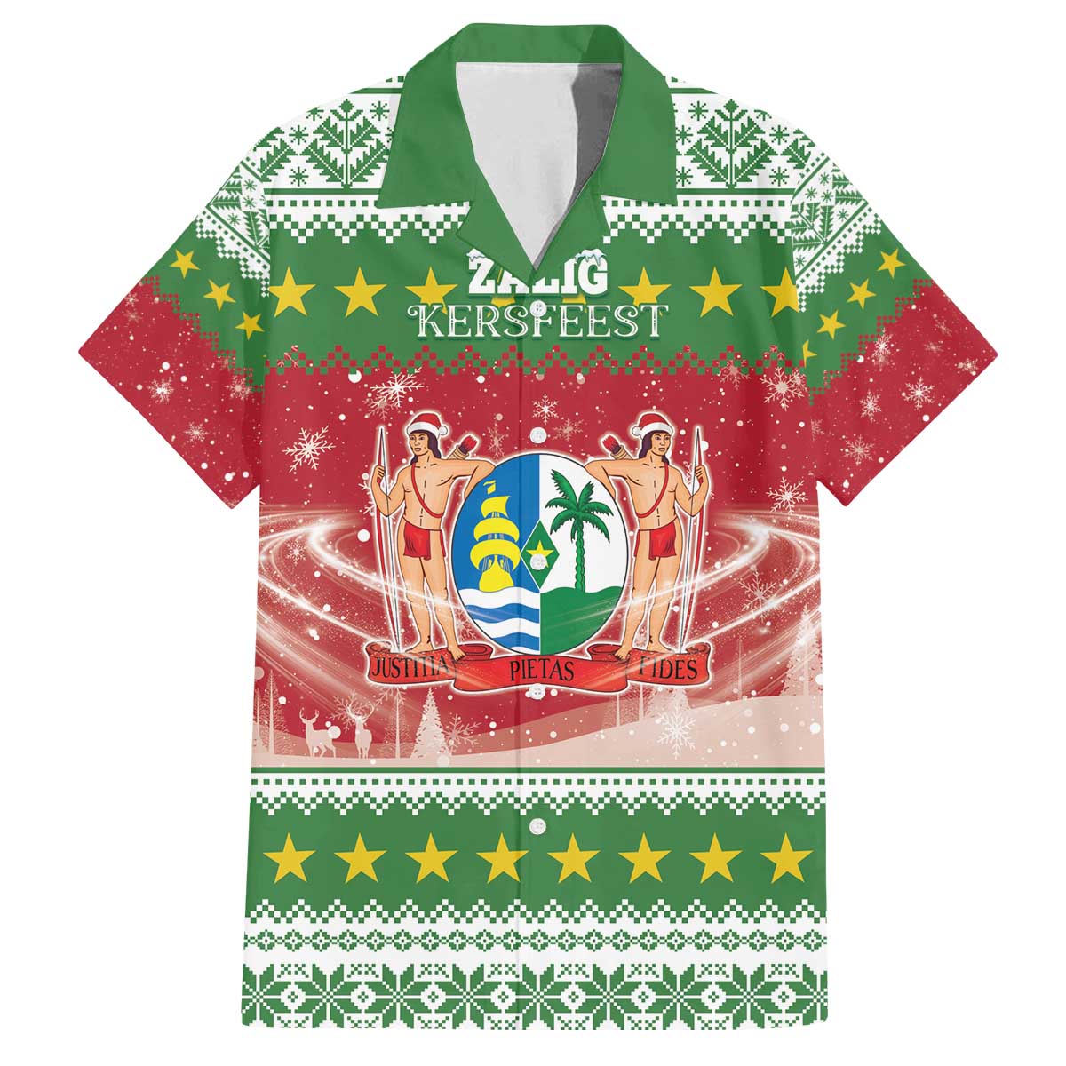 Suriname Christmas Family Matching Off The Shoulder Long Sleeve Dress and Hawaiian Shirt Coat Of Arms Zalig Kersfeest - Wonder Print Shop