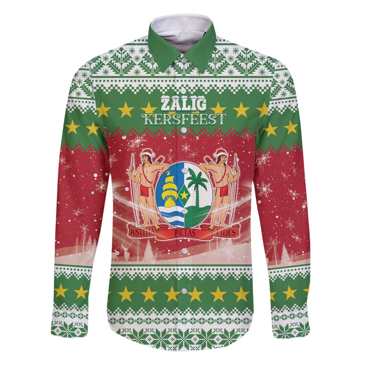 Suriname Christmas Family Matching Off The Shoulder Long Sleeve Dress and Hawaiian Shirt Coat Of Arms Zalig Kersfeest - Wonder Print Shop