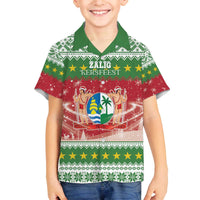 Suriname Christmas Family Matching Off The Shoulder Long Sleeve Dress and Hawaiian Shirt Coat Of Arms Zalig Kersfeest - Wonder Print Shop