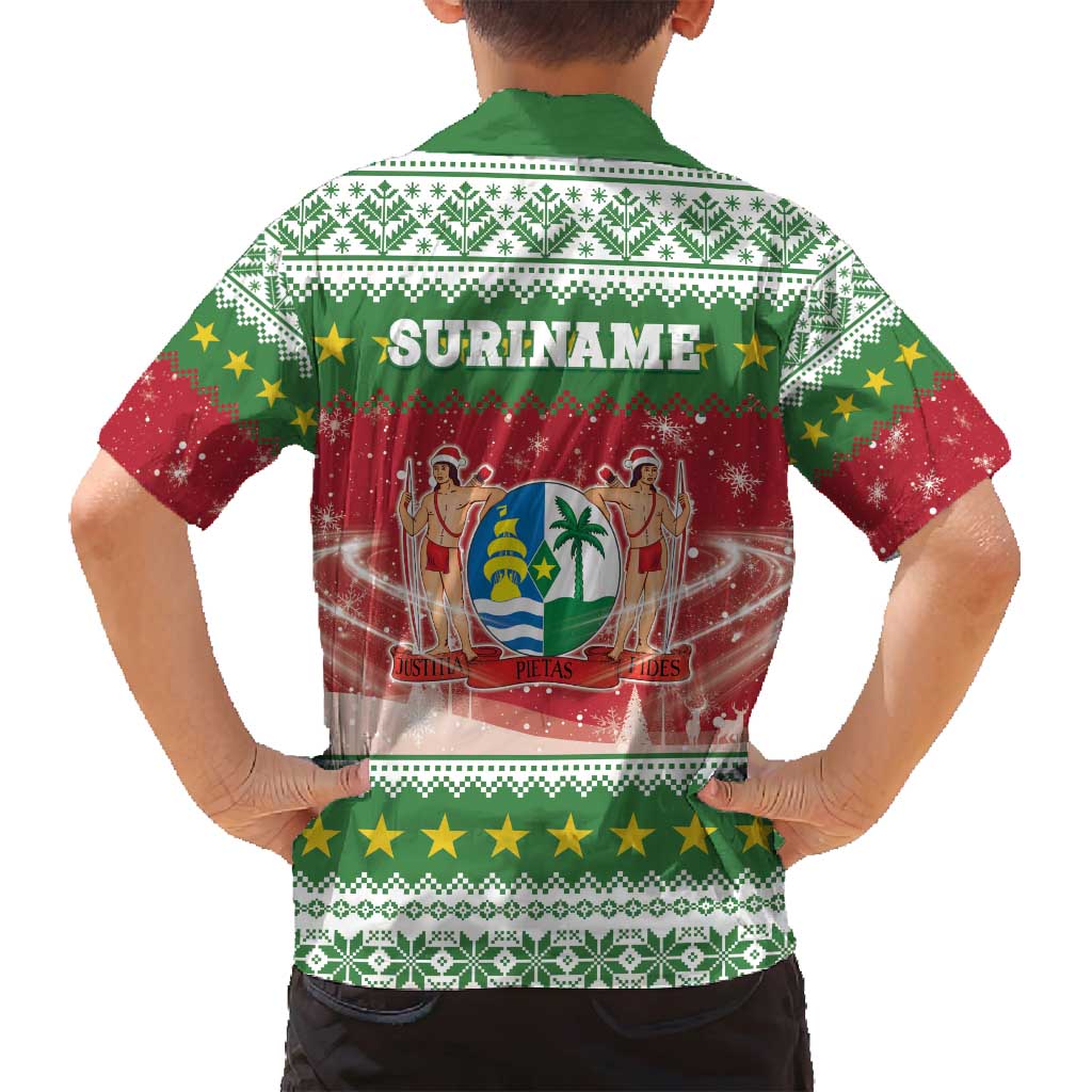 Suriname Christmas Family Matching Off Shoulder Short Dress and Hawaiian Shirt Coat Of Arms Zalig Kersfeest - Wonder Print Shop