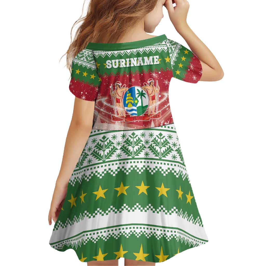 Suriname Christmas Family Matching Off Shoulder Short Dress and Hawaiian Shirt Coat Of Arms Zalig Kersfeest - Wonder Print Shop