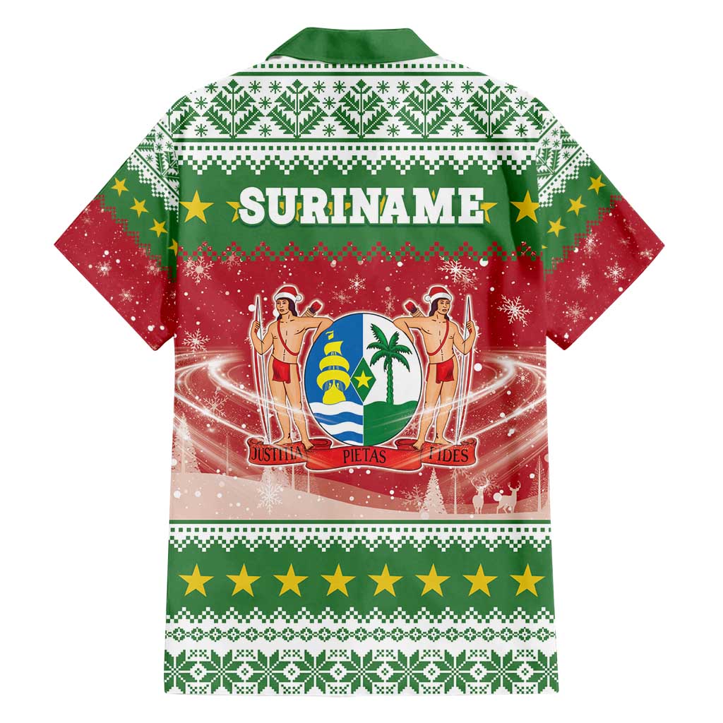Suriname Christmas Family Matching Off Shoulder Short Dress and Hawaiian Shirt Coat Of Arms Zalig Kersfeest - Wonder Print Shop