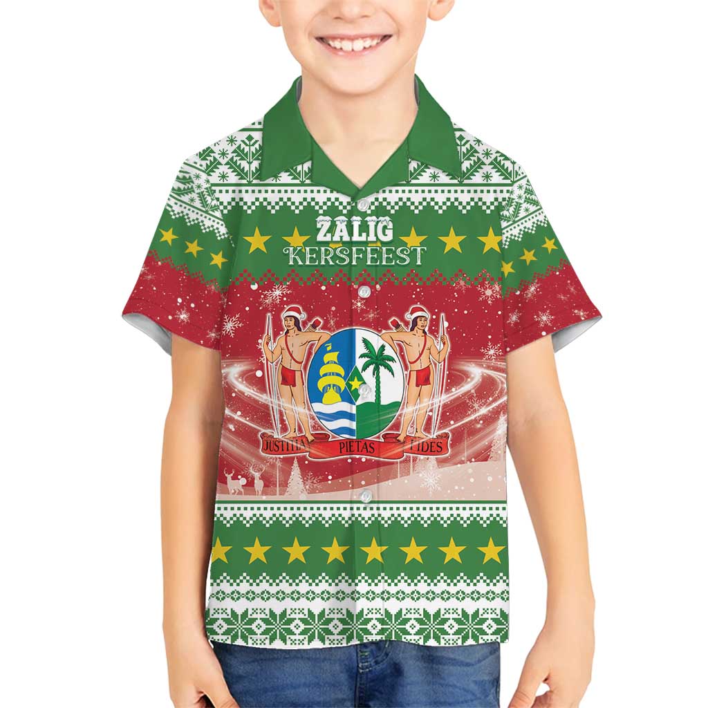 Suriname Christmas Family Matching Off Shoulder Short Dress and Hawaiian Shirt Coat Of Arms Zalig Kersfeest - Wonder Print Shop