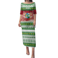 Suriname Christmas Family Matching Puletasi and Hawaiian Shirt Coat Of Arms Zalig Kersfeest - Wonder Print Shop