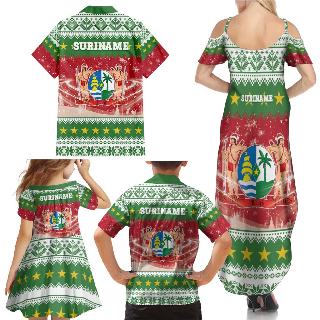 Suriname Christmas Family Matching Summer Maxi Dress and Hawaiian Shirt Coat Of Arms Zalig Kersfeest - Wonder Print Shop