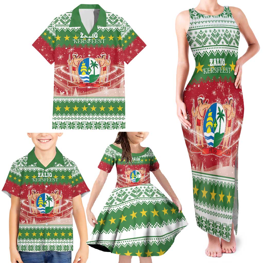 Suriname Christmas Family Matching Tank Maxi Dress and Hawaiian Shirt Coat Of Arms Zalig Kersfeest - Wonder Print Shop