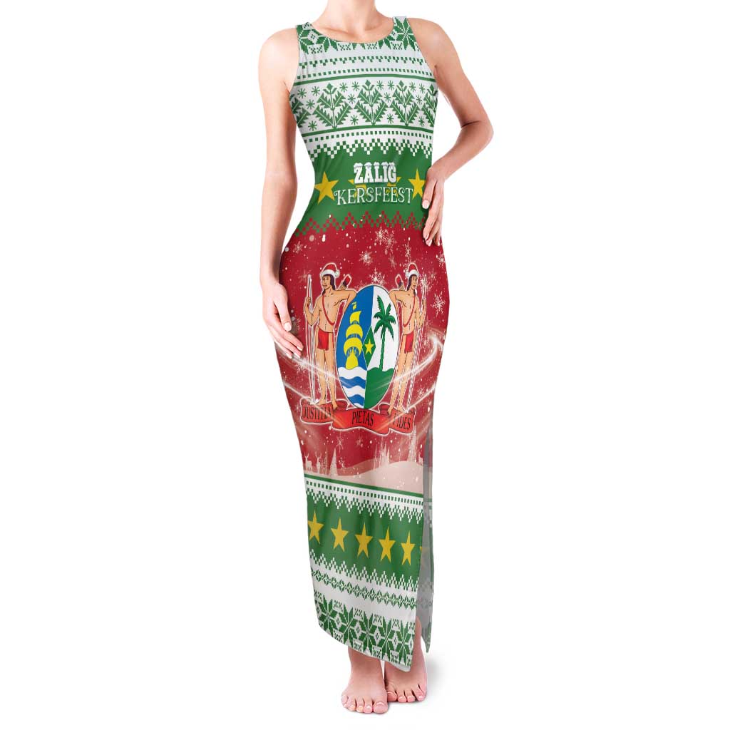 Suriname Christmas Family Matching Tank Maxi Dress and Hawaiian Shirt Coat Of Arms Zalig Kersfeest - Wonder Print Shop