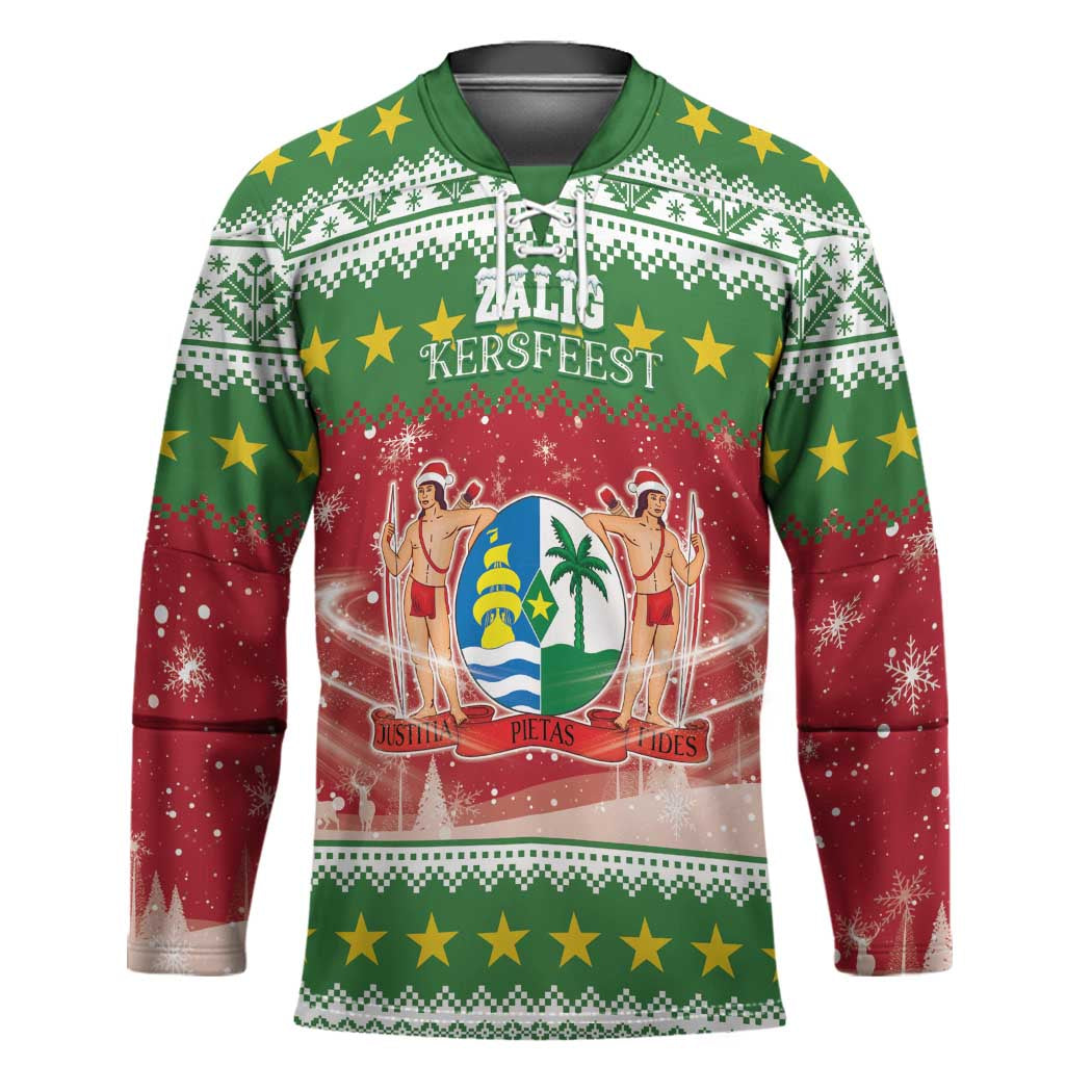 Suriname Christmas Hockey Jersey Coat Of Arms Zalig Kersfeest - Wonder Print Shop