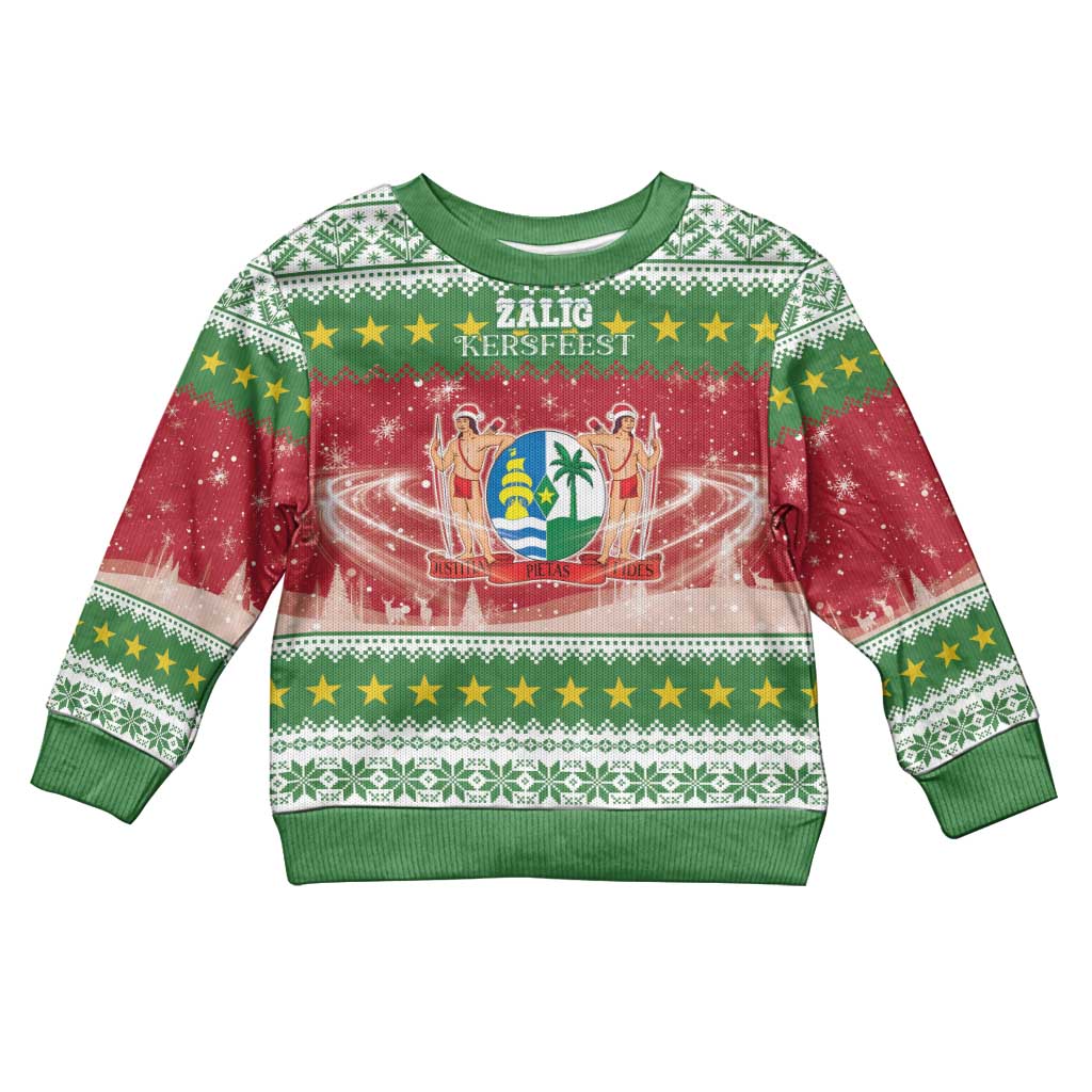 Suriname Christmas Kid Ugly Christmas Sweater Coat Of Arms Zalig Kersfeest - Wonder Print Shop
