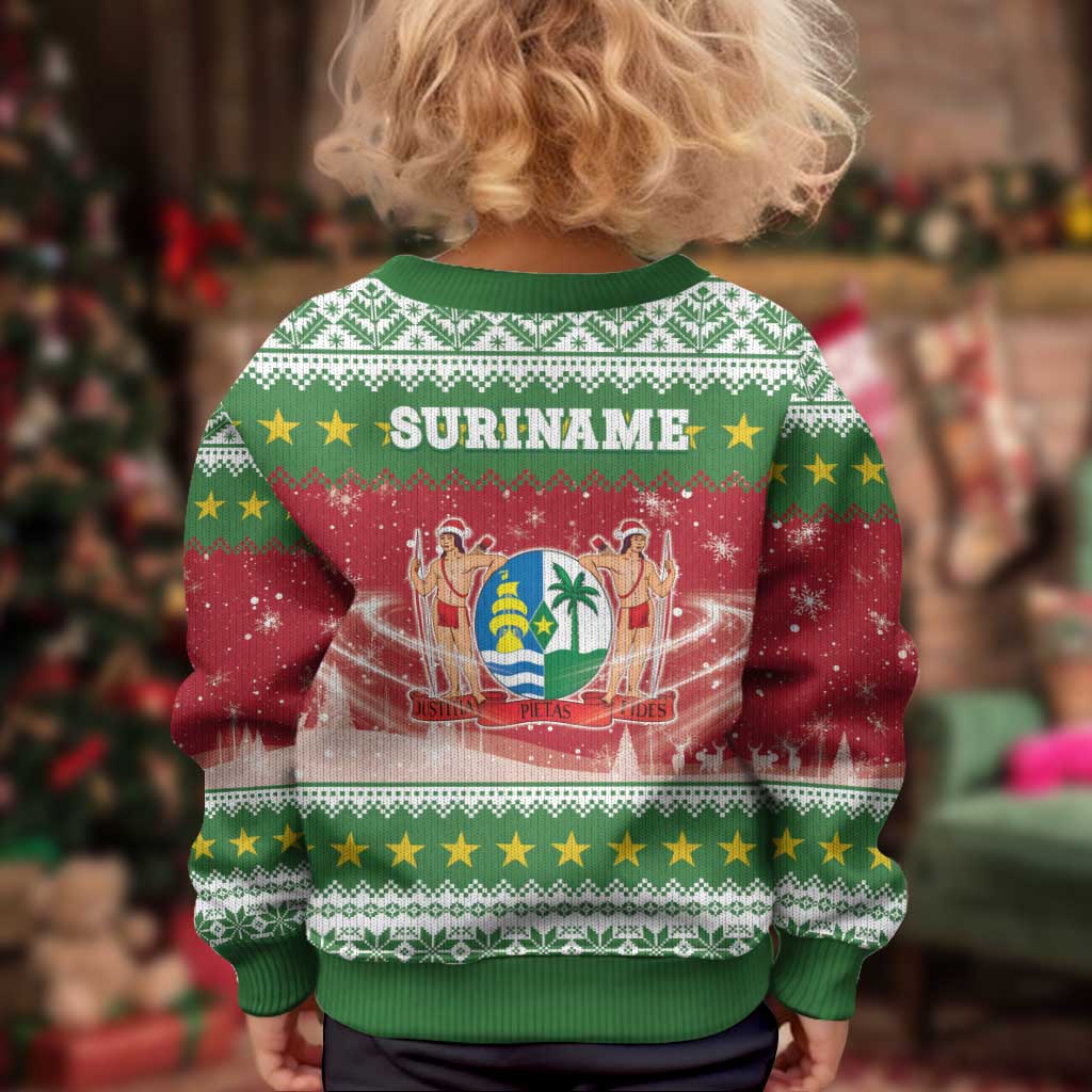 Suriname Christmas Kid Ugly Christmas Sweater Coat Of Arms Zalig Kersfeest - Wonder Print Shop