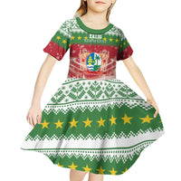 Suriname Christmas Kid Short Sleeve Dress Coat Of Arms Zalig Kersfeest - Wonder Print Shop