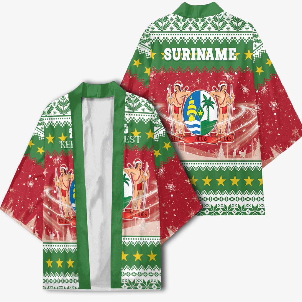 Suriname Christmas Kimono Coat Of Arms Zalig Kersfeest - Wonder Print Shop