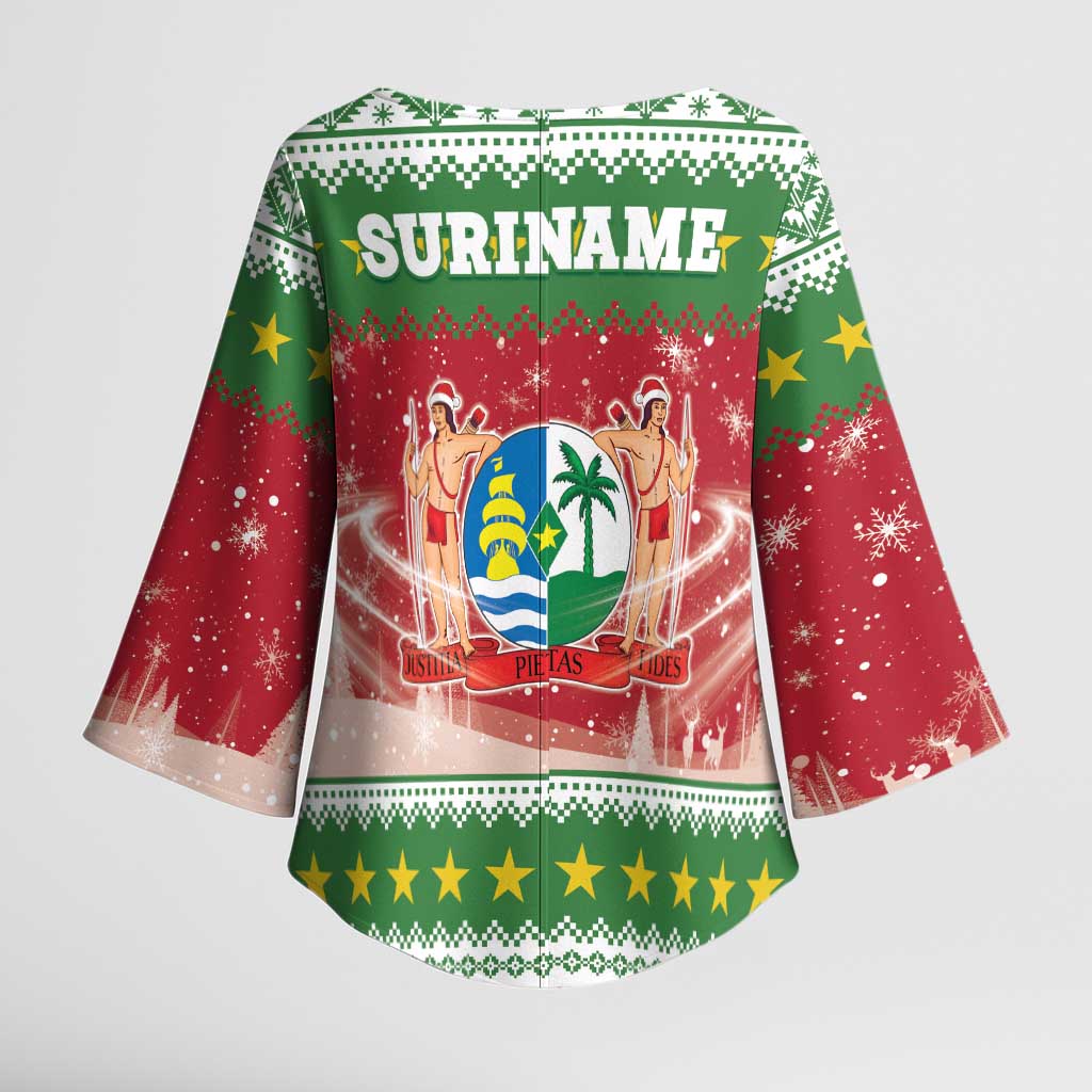 Suriname Christmas Kimono Sleeve Blouse Coat Of Arms Zalig Kersfeest - Wonder Print Shop