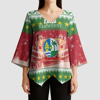 Suriname Christmas Kimono Sleeve Blouse Coat Of Arms Zalig Kersfeest - Wonder Print Shop
