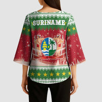 Suriname Christmas Kimono Sleeve Blouse Coat Of Arms Zalig Kersfeest - Wonder Print Shop