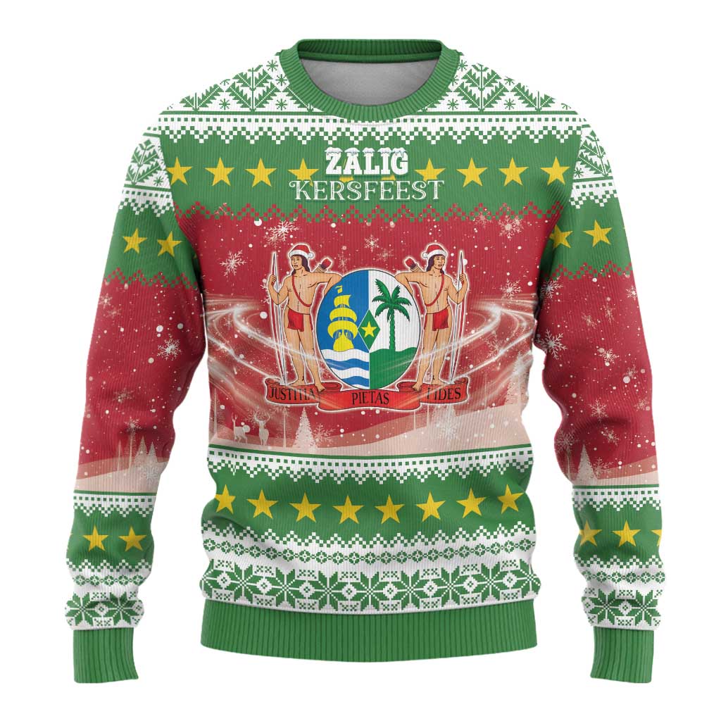 Suriname Christmas Ugly Christmas Sweater Coat Of Arms Zalig Kersfeest - Wonder Print Shop