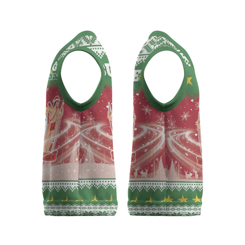 Suriname Christmas Knitted V-Neck Vest Coat Of Arms Zalig Kersfeest - Wonder Print Shop