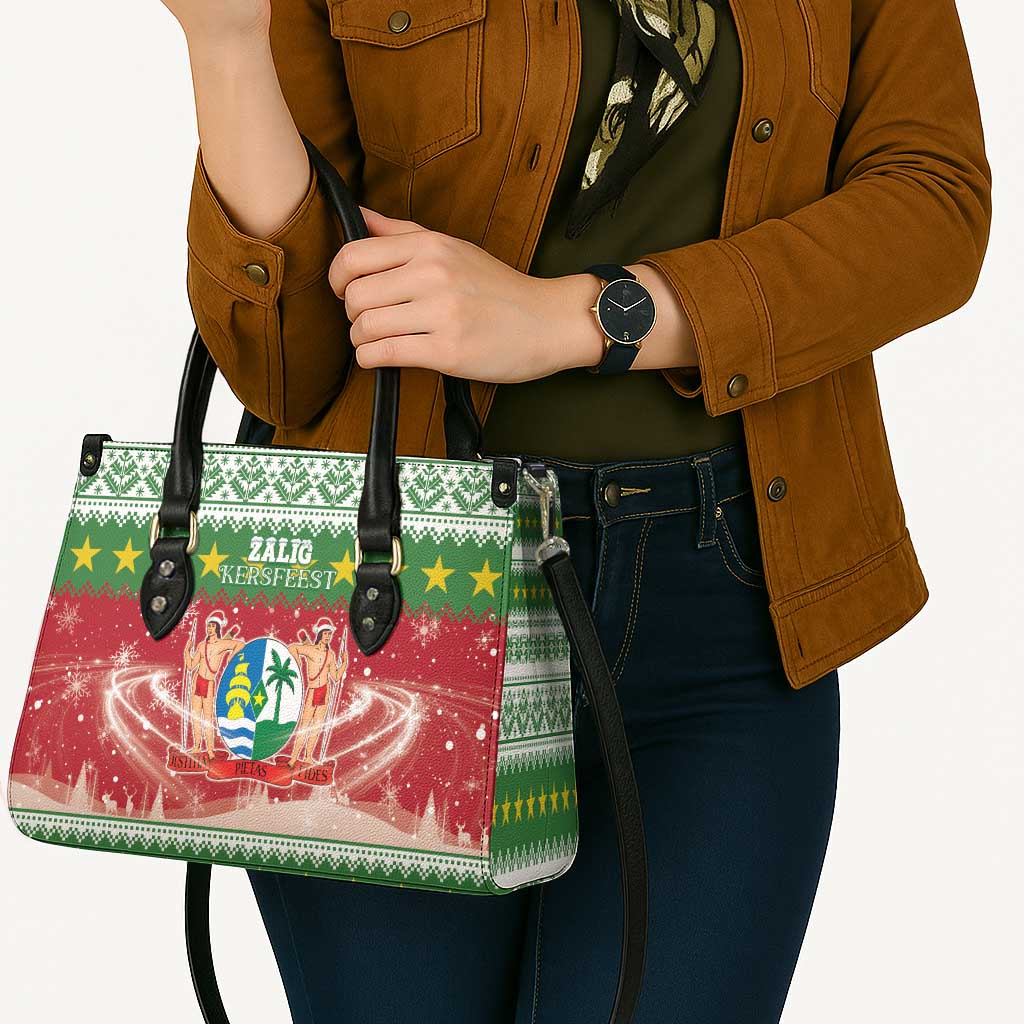 Suriname Christmas Leather Bag Coat Of Arms Zalig Kersfeest - Wonder Print Shop