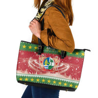 Suriname Christmas Leather Tote Bag Coat Of Arms Zalig Kersfeest - Wonder Print Shop
