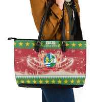 Suriname Christmas Leather Tote Bag Coat Of Arms Zalig Kersfeest - Wonder Print Shop