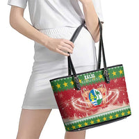 Suriname Christmas Leather Tote Bag Coat Of Arms Zalig Kersfeest - Wonder Print Shop