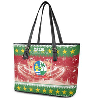 Suriname Christmas Leather Tote Bag Coat Of Arms Zalig Kersfeest - Wonder Print Shop