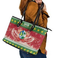 Suriname Christmas Leather Tote Bag Coat Of Arms Zalig Kersfeest - Wonder Print Shop