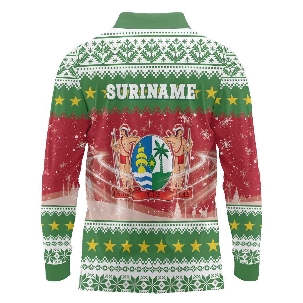 Suriname Christmas Long Sleeve Polo Shirt Coat Of Arms Zalig Kersfeest - Wonder Print Shop