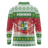 Suriname Christmas Long Sleeve Polo Shirt Coat Of Arms Zalig Kersfeest - Wonder Print Shop