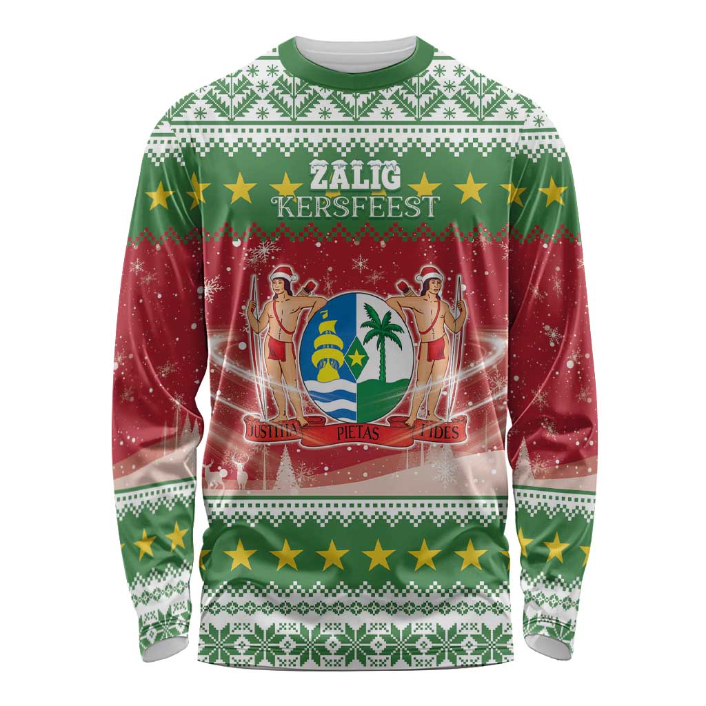 Suriname Christmas Long Sleeve Shirt Coat Of Arms Zalig Kersfeest - Wonder Print Shop
