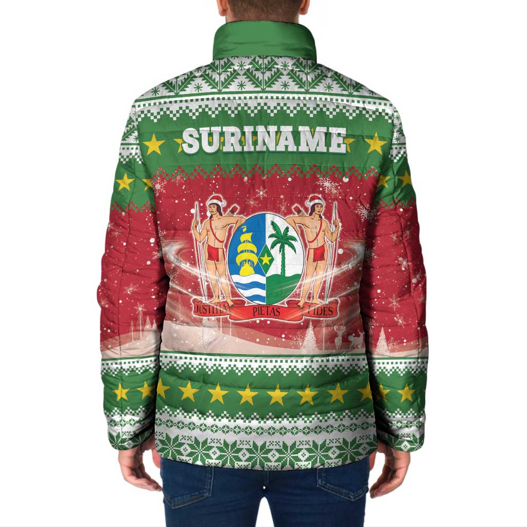 Suriname Christmas Padded Jacket Coat Of Arms Zalig Kersfeest - Wonder Print Shop
