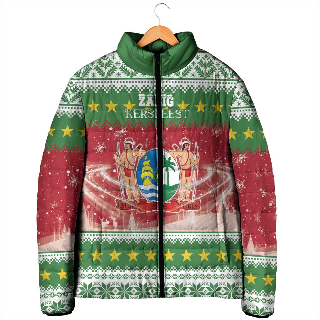 Suriname Christmas Padded Jacket Coat Of Arms Zalig Kersfeest - Wonder Print Shop
