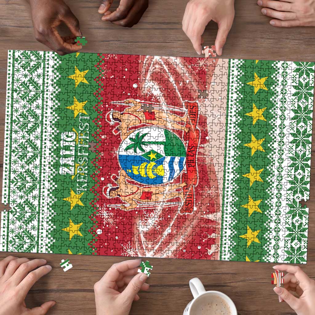 Suriname Christmas Puzzle Coat Of Arms Zalig Kersfeest - Wonder Print Shop
