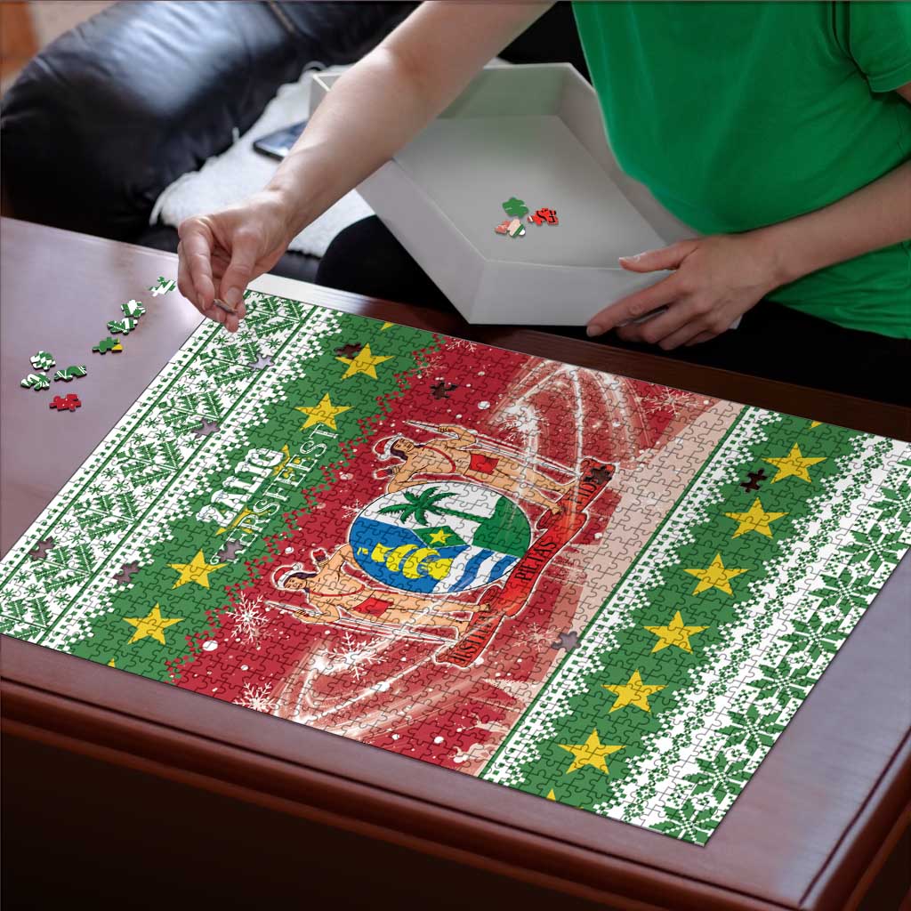 Suriname Christmas Puzzle Coat Of Arms Zalig Kersfeest - Wonder Print Shop