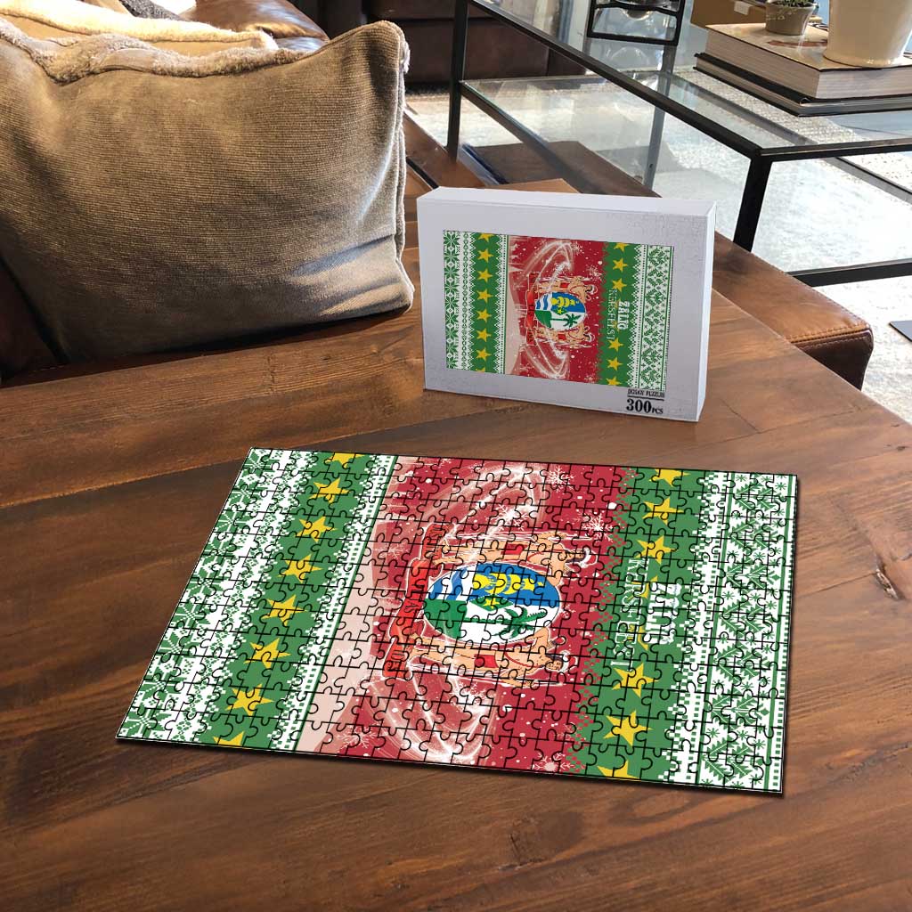 Suriname Christmas Puzzle Coat Of Arms Zalig Kersfeest - Wonder Print Shop