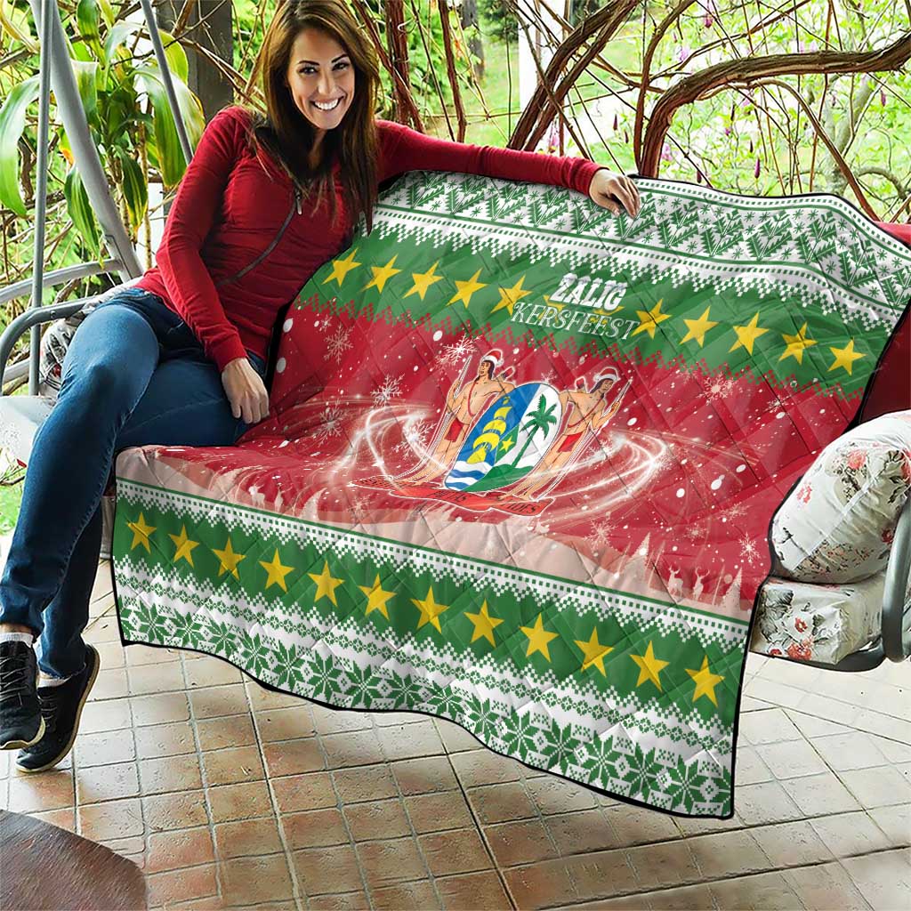 Suriname Christmas Quilt Coat Of Arms Zalig Kersfeest - Wonder Print Shop