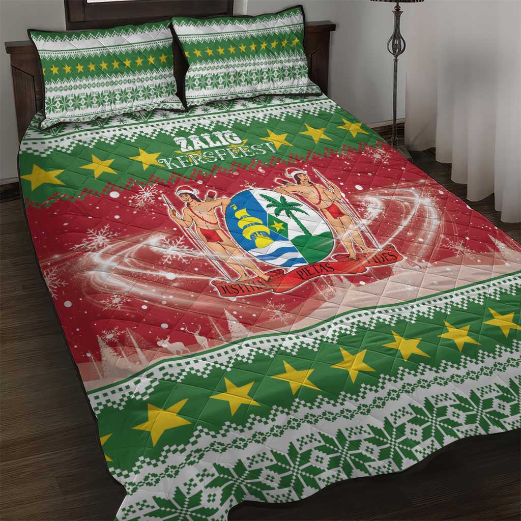 Suriname Christmas Quilt Bed Set Coat Of Arms Zalig Kersfeest - Wonder Print Shop