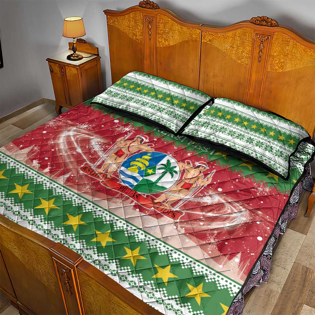 Suriname Christmas Quilt Bed Set Coat Of Arms Zalig Kersfeest - Wonder Print Shop