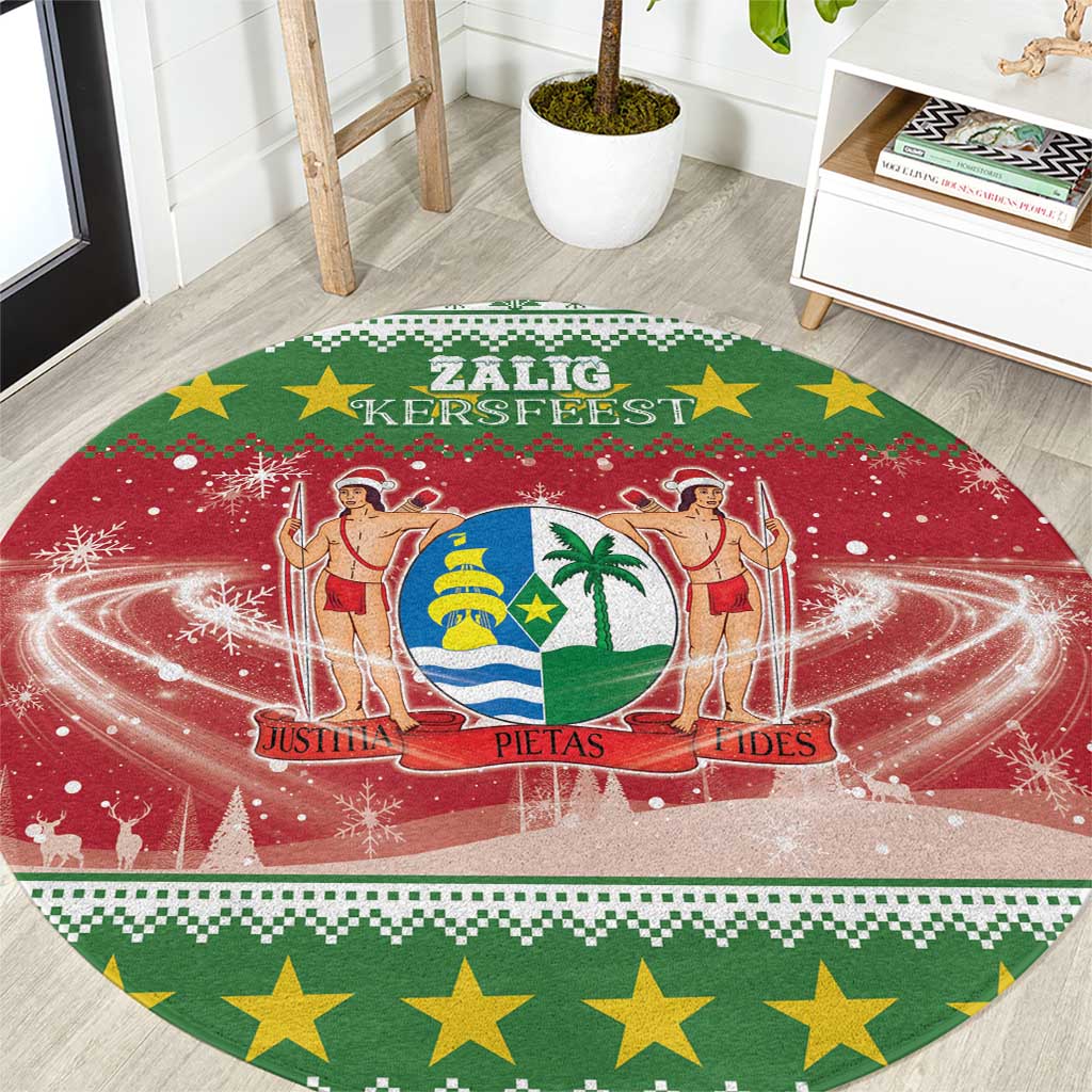 Suriname Christmas Round Carpet Coat Of Arms Zalig Kersfeest - Wonder Print Shop